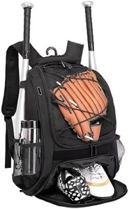 DAFISKY Baseball Bag Softball Backpack - Youth Adult T Ball Bat Equipment Bag with Bat and Helmet Holders, Shoe Compartment and Hook, Black
