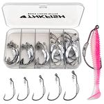 THKFISH Fishing Hooks Twist-lock Hooks weedless Weighted Hooks Swimbait Hooks for Soft Plastics weighted hooks Saltwater Freshwater 30PCS