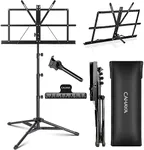 CAHAYA Sheet Music Stand Metal Portable with Carrying Bag, Sheet Music Folder, 170cm Elevated Black Model CY0204