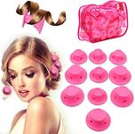 CUBIZ 10 Pcs Pink Silicone Hair Curlers Set, Magic Hair Rollers No Heat Hair Curlers Include 5pcs Large Silicone Curlers and 5pcs Small Silicone Curlers - DIY Styling Tools