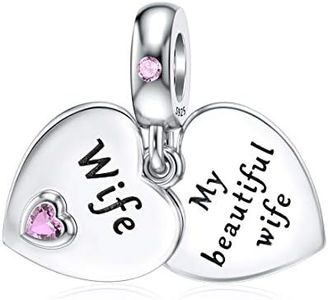 JIAYIQI Wife Charm Fit Pandora Charms Bracelet 925 Sterling Silver Dangle Beads with Cubic Zircon Heart Shape Love Pendant for Women Birthday Present