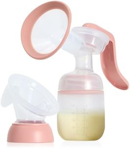 Frida Mom 2-in-1 Manual Breast Pump with Hands-Free Silicone Suction Cup, Milk Collector, Wireless Ergonomic Handle, and SoftFeel Flange for Breastfeeding