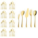 Gold Silverware Set for 8, OGORI 45-Piece Stainless Steel Flatware Set with Serving Set, Mirror Polished Cutlery Set with Serving Utensils Spoon for Kitchen Party Supply