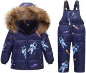 JiAmy Kids 2 Piece Snowsuit Set Girl Winter Hooded Puffer Jacket & Snow Bib Pants Boy Ski Suits Ultralight Outfit