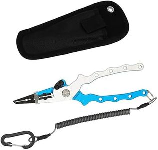 ReelFin Aluminum Fishing Pliers Hook Removal Line Cutting Mono Braid Fish Grip Multi-Functional Hook Removal and Line Cutting Tool Saltwater and Freshwater (Blue)