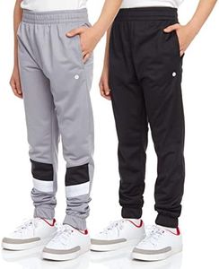 RBX Boys Sweatpants - 2 Pack Stretch Performance Tricot Activewear Boys Joggers Athletic Pants with Side Pockets (Size: 4-20), Size 10-12, Dark Grey/Jet Black