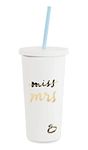 kate spade new york Bridal Insulated Tumbler with Reusable Straw, 20 Ounces, Miss to Mrs. (White)