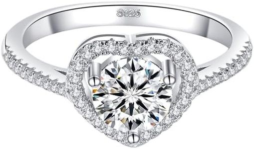 @MintSwag-Yang Engagement Ring for Women Heart Moissanite Promise Rings S925 Sterling Silver with 18K Gold Plated Anniversary Ring, No Gemstone