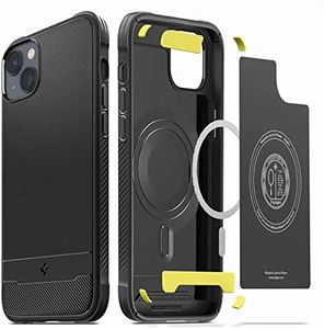 Spigen Rugged Armor Magfit Back Cover Case Compatible with iPhone 14 (TPU + Poly Carbonate | Matte Black)
