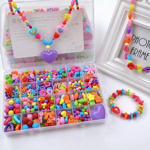 SYGA Beads for Kids Crafts Children's Jewelry Making Kit DIY Bracelets Necklace Hairband and Rings Craft Kits Birthday for 4, 5, 6, 7-Year-Old Little Girls-Multicolor (DIYBeadsSet-3)