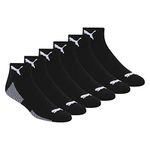 PUMA Men's 6 Pack Quarter Crew Socks, Black/White, 13-15