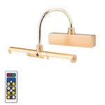 BIGLIGHT Wireless Battery Operated LED Picture Light with Remote, Rotatable Light Heads of 3 Lighting Modes, Dimmable Display Lamp with Timer for Painting Photo Portrait Art, 8.8", Gold
