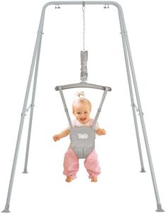 FUNLIO Baby Jumper with Stand for 6-24 Months, Infant Jumper for Indoor/Outdoor Play, Toddler Jumper for Baby Girl/Boy, with Adjustable Chain, Easy to Assemble & Store (with Stand) - Grey
