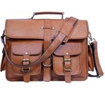 ALASKA EXPORTS Laptop Messenger Bag Office Shoulder Satchel Computer Bags | Laptops Handbag | Leather Briefcase | Business Satchel (17" Inches)