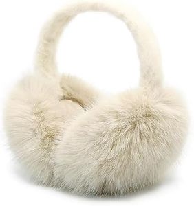 RUIKUNA Women Winter Ear Muffs Fluffy Faux Fur Earmuffs Foldable Ear Warmer Girls Soft Ear Covers (A-khaki)