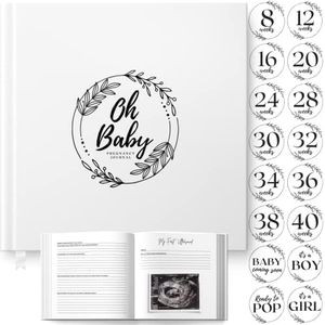 LUMOSX Pregnancy Journal Memory Book - w/Baby Bump Stickers in the Gender Neutral Baby Book Memory - Baby Journal Is A Pregnancy Must Haves, Best Gifts For Expecting Moms, Baby Shower Gifts