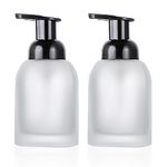 2 Pack Foaming Soap Dispenser Glass, 8.5Oz (250ml) Clear Foam Pump Bottles for Bathroom and Kitchen, Refillable Foaming Shower Soap Dispenser-D