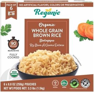 Reganic Organic Whole Grain Brown Rice Microwaveable Heat & Eat Rice, 8.8 Ounce (Pack of 6) | USDA Certified Organic, GMO-Free | Fresh Ingredients | Flavored Side Dish