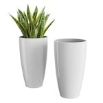 Muddstyles Plastic Tower Pot Plant 14 Inch Flower Pots for Home Office Garden Balcony Plant Container Set 2