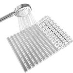 RichAxis PVC Anti Skid Mat For Bathroom Anti Slip Bathroom Mat Shower Area Anti Skid Mats With Suction Cups And Drain Holes For Bathtub Floor Mat (68X38 Cm,Grey)
