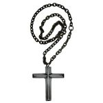 AFH Stainless Steel Stylist Silve Black Holy Jesus Crucifix Cross Car Mirror Charm Decorative Hanging Ornament