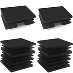 3" Square Tubing End Caps, Tubing Post End Cap, Black Plastic Square Plugs, Chair Glide Floor Protector (75mm x 75mm, 8 Pack)