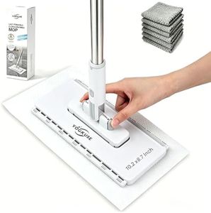 Hands Free Flat Mop One Click,Hands Free Multi Purpose Flat Mop, Snap Grip Mini Mops,360° Rotation Head,48'' Long Handle,Dry and Wet Use,Suitable for Whole House Cleaning,Tile and Hardwood(6 Cloths)