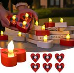 Clearhill 6 Pack Outdoor Solar Candles, Waterproof Heart Lights, Solar Intelligent Sensing Table Candles, Outdoor Party Garden Decoration Wedding Decoration LED Tea Light Candles (red)