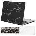 MOSISO Compatible with MacBook Pro 13 inch Case M2 2023,2022,2021-2016 Release A2338 M1 A2289 A2251 A2159 A1989 A1706 A1708, Plastic Pattern Hard Shell&Keyboard Cover&Screen Protector, Black Marble