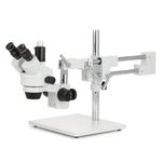 AmScope SM-4TPZ Professional Trinocular Stereo Zoom Microscope with Simultaneous Focus Control, WH10x Eyepieces, 3.5X-90X Magnification, 0.7X-4.5X Zoom Objective, Ambient Lighting, Double-Arm Boom Stand, Includes 0.5X and 2.0X Barlow Lens