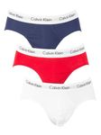 Calvin Klein Men's Hip Briefs, White/Red Ginger/Pyro Blue, M