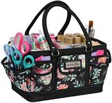 Everything Mary Black Floral Deluxe Store and Tote - Storage Art Caddy for Sewing & Scrapbooking - Craft Bag Organizer w/Handle for Supplies & Tools Organization for School, Medical, Office