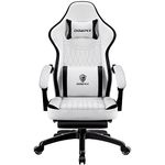 Dowinx Gaming Chair Breathable PU Leather Gamer Chair with Pocket Spring Cushion, Ergonomic Computer Chair with Massage Lumbar Support,Adjustable Swivel Task Chair with Footrest Black&White