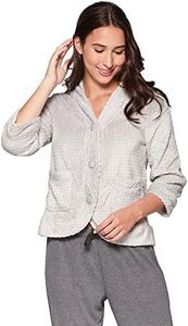 CASUAL MOMENTS Women's Bed Jacket with Velcro Openings, Grey, Medium