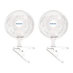 Hurricane Classic 6 Inch 2 Speed Desk Table Mini Clip On Fan, White (2 Pack)