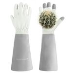 HANDLANDY Long Garden Gloves Thorn Proof for Women & Men, Rose Pruning Gauntlet Gloves, Best Protection Tool for Gardener (Grey, Small)