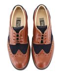 Boys Suede Patent Dress Tan Navy Shoes Lace Up Brogue Formal Wedding Footwear Size UK Child 8 - EU 26