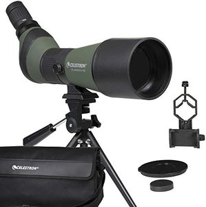 Celestron – LandScout 80mm Angled Spotting Scope – Fully Coated Optics – 20–60x Zoom Eyepiece – Rubber Armored – Tabletop Tripod and Smartphone Adapter