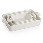 Sweejar Home Ceramic Bakeware Set, Rectangular Baking Dish Lasagna Pans for Cooking, Kitchen, Cake Dinner, Banquet and Daily Use, 30 x 20 x 7 cm of Casserole Dishes (White)