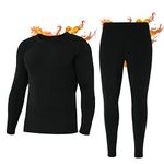 INNERSY Men's Thermal Underwear Set Ultra Warm Soft Long Johns Winter Base Layer(Black,Large)