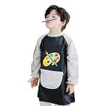 YMWALK Kids Painting Apron for Age 3-7 Years Girls and Boys,Waterproof Art Smock Toddler Apron with Long Sleeve and Pockets for Painting, Baking,Cooking, Eating, Messy Play,Arts Crafts