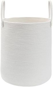 JMvicyroam Large Woven Laundry Basket Hamper,100L Cotton Rope Storage Bin for Blankets,Toys and Clothes,Decorative Tall Nursery Hamper for Living Room,Baby Nursery,Bathroom and Bedroom,White