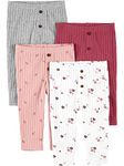 Simple Joys by Carter's Baby Girls' 4-Pack Pant, Grey/Pink/Plum/White Flowers, 12 Months