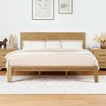 Softa Japanese Joinery Bed Frame, Solid Rubberwood King Platform Bed w/Storage Headboard, FSC & SGS Certified, 1200 lbs Capacity, USB-A/C Port, Japandi Minimalist, No-Tool Assembly, 10-Year Warranty