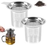 Stainless Steel Tea Infuser Strainers, 2025 New Tea Strainers & Filters for Loose Tea with Heat Proof Handles, Extra Fine Mesh Strainer Cups to Steep Loose Leaf Tea and Coffee (2PCS)