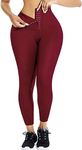 Shopipistic Gym Leggings for Women High Waist, Corset Style Tummy Tucker Shapewear with Hook & Eye Closure for Better Compression, Casual and Gym Wear Multi-Purpose High Waist Trouser- Red Pant M