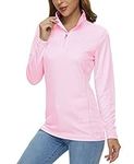 MAGCOMSEN Hiking Shirts Women Long Sleeve SPF Uv Shirt Hiking Shirts Outdoor Top Lightweight Rashguard Athletic Shirts Running Shirts Fishing Shirts Pink