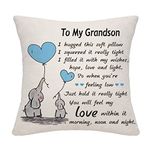 Grandson Gift Elephant Throw Pillow Cover Cushion Cover for Grandson from Grandma Grandpa Grandson Birthday Gift Graduation Gift Thanksgiving Gift (Grandson)