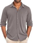 COOFANDY Men's Wrinkle Free Shirts Casual Long Sleeve Button Down Dress Shirts, Light Grey, 3X-Large