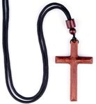 Wood Cross Necklace for Men Women B